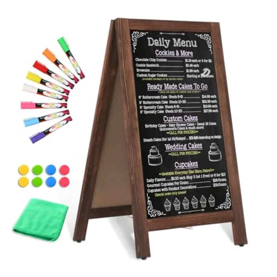 Wooden A-Frame Sign Magnetic 40" x 20" Brown Chalk Board Sign Board Double-Sided Sandwich Board Signs Outdoor Chalkboard Easel
Wooden A-Frame Sign Magnetic 40" x 20" Brown Chalk Board Sign Board Double-Sided Sandwich Board Signs Outdoor Chalkboard Easel