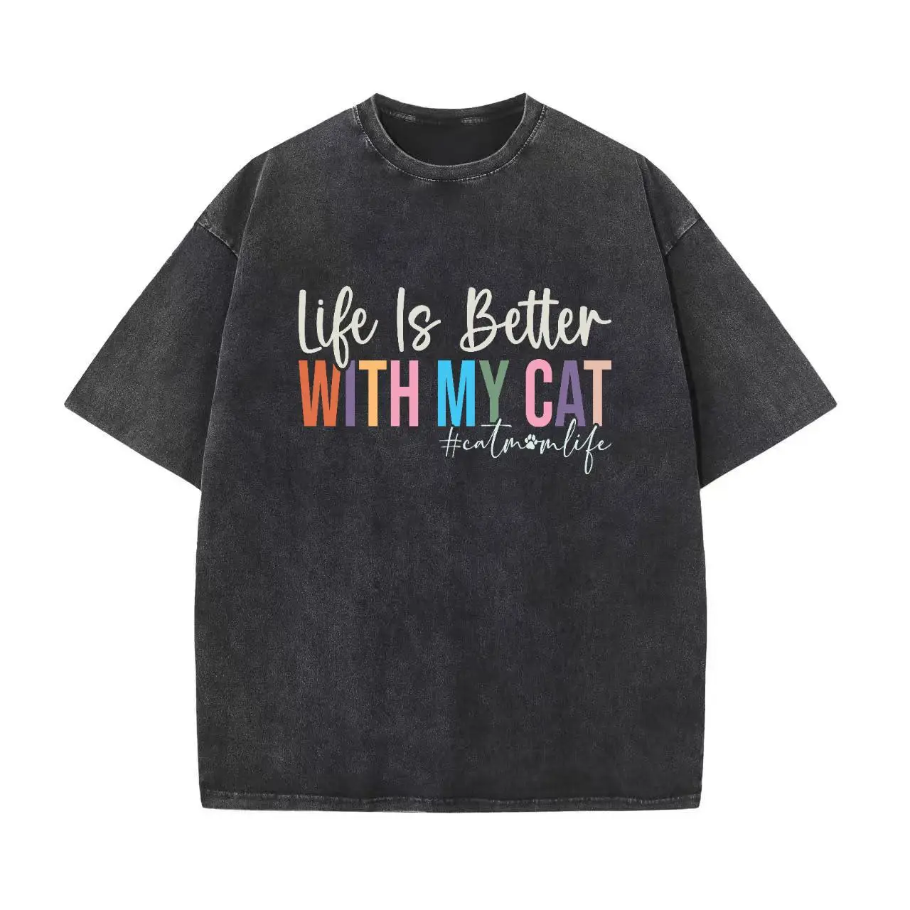 Women Washed Oversized Life Is Better With My Cat T-Shirt Funny Cat Mom Lover Graphic Tee Pet Mom Slogan Colorful Print Casual
Women Washed Oversized Life Is Better With My Cat T-Shirt Funny Cat Mom Lover Graphic Tee Pet Mom Slogan Colorful Print Casual