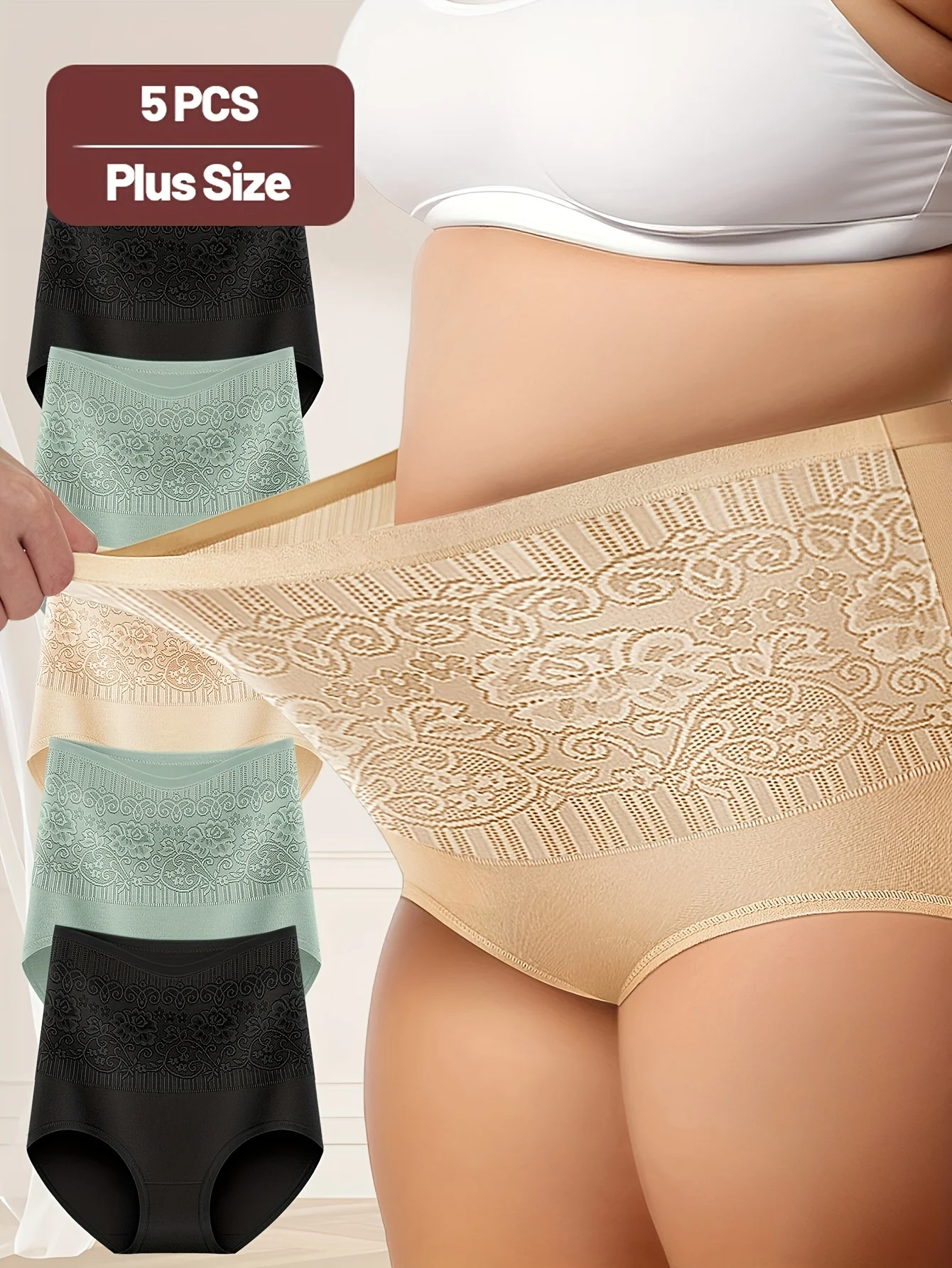 5pcs Large Size Women's Underwear with Floral Patterns, High Waist, Tummy Tuck, Comfortable Fit
5pcs Large Size Women's Underwear with Floral Patterns, High Waist, Tummy Tuck, Comfortable Fit