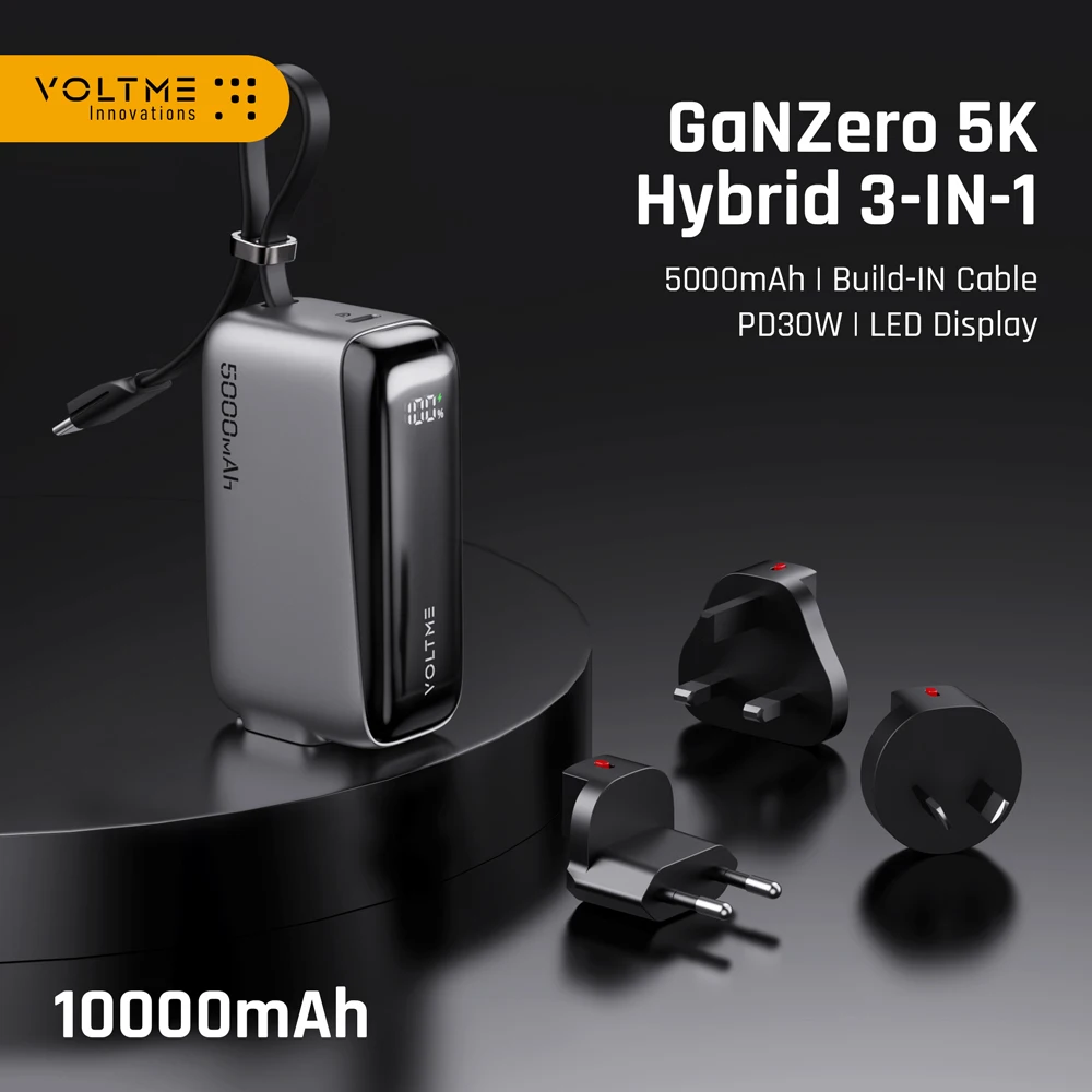 VOLTME 3-IN-1 Hybrid 5000mAh portable power bank with Built-In USB-C cable LED Display PD 30W charger for iPhone 16 Galaxy S22+
VOLTME 3-IN-1 Hybrid 5000mAh portable power bank with Built-In USB-C cable LED Display PD 30W charger for iPhone 16 Galaxy S22+