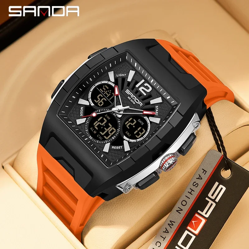 SANDA New Dual Display Watch for Men Sport 5Bar Waterproof LED Luminous Analog Digital Alarm Clock Electronic Quartz Men Watch
SANDA New Dual Display Watch for Men Sport 5Bar Waterproof LED Luminous Analog Digital Alarm Clock Electronic Quartz Men Watch