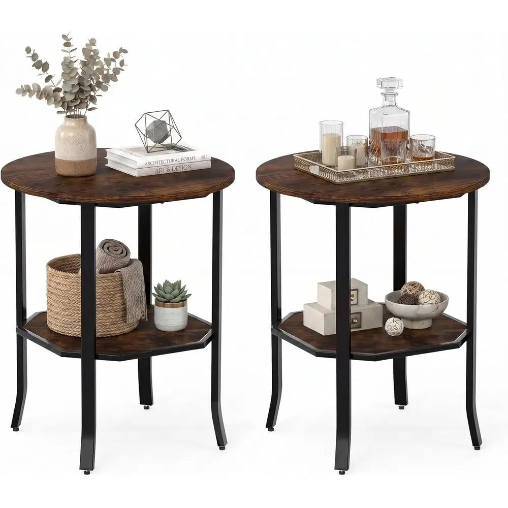 Vintage Round 2-Tier End Table with Storage Shelf, Steel Frame, Multipurpose Coffee Table for Living Room, Bedroom, Beside Sofa
Vintage Round 2-Tier End Table with Storage Shelf, Steel Frame, Multipurpose Coffee Table for Living Room, Bedroom, Beside Sofa