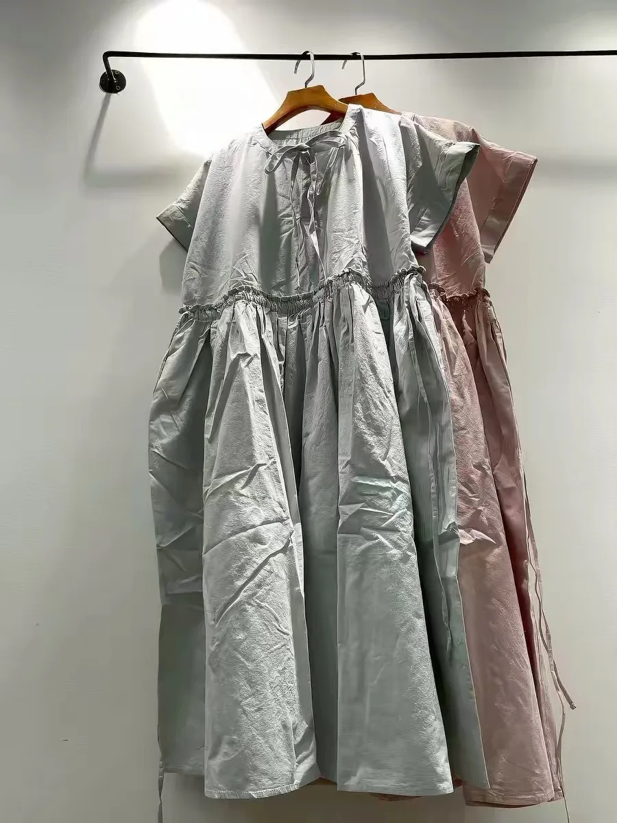 2026 Mori Girl Japanese Style Pure Cotton Sweet Tie Neck Long Dress for Women Short Sleeve Elastic Waist Loose Midi Dress
2026 Mori Girl Japanese Style Pure Cotton Sweet Tie Neck Long Dress for Women Short Sleeve Elastic Waist Loose Midi Dress