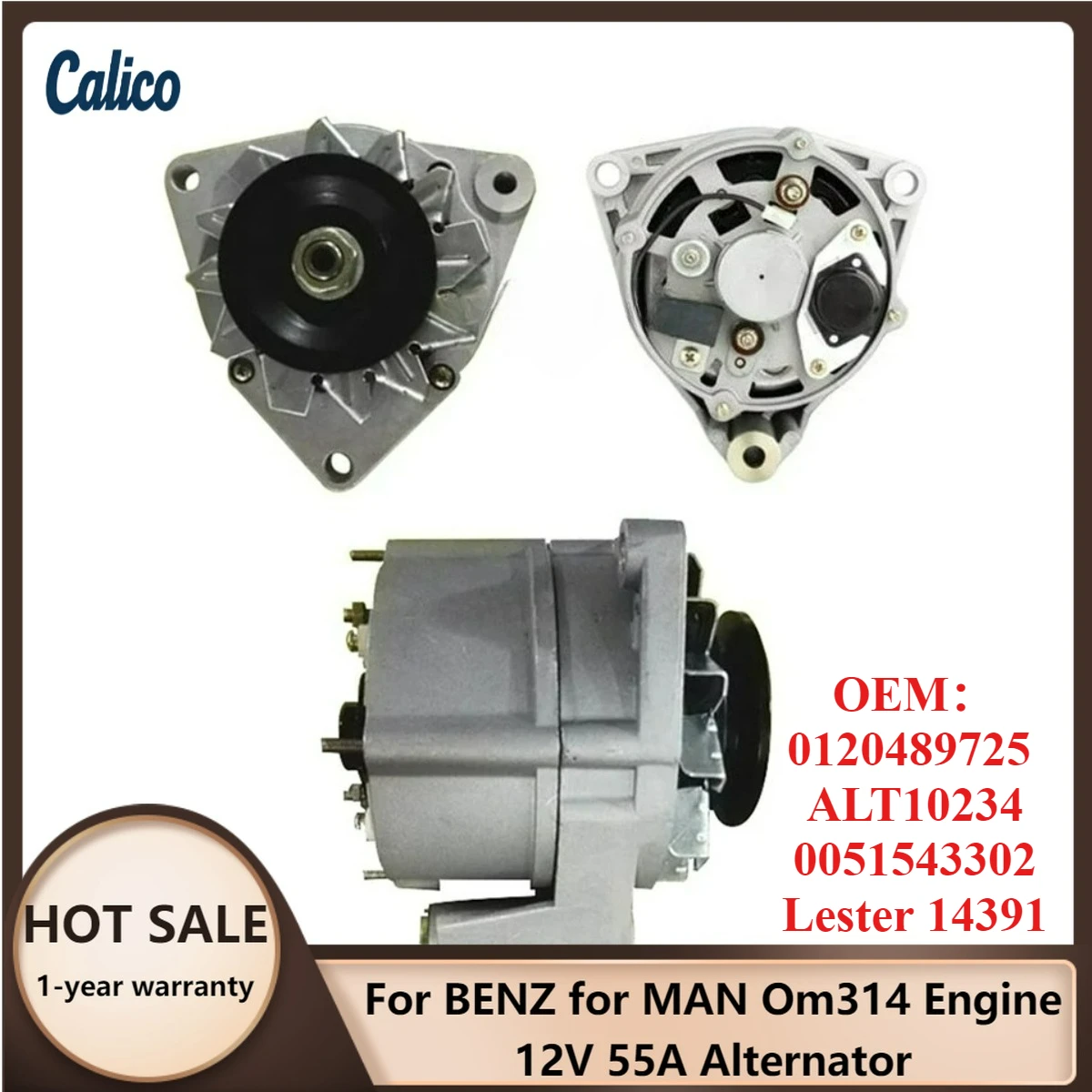 Zero Defect Suitable for BENZ for MAN Om314 Engine 12V 55A Alternator 0120489725 ALT10234 0051543302 Lester 14391
Zero Defect Suitable for BENZ for MAN Om314 Engine 12V 55A Alternator 0120489725 ALT10234 0051543302 Lester 14391
