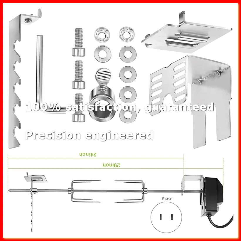 Rotisserie Grill Kit Universal Grill with 71.12 cm Rod Complete Bracket and Universal Grill Fixing Screws-US Plug-A22U
Rotisserie Grill Kit Universal Grill with 71.12 cm Rod Complete Bracket and Universal Grill Fixing Screws-US Plug-A22U