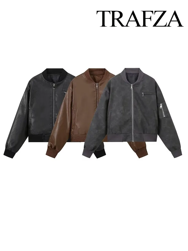 TRAFZA Winter Women Elegant Tricolor Quilted Leather Jacket Zipper Pocket Decoration Long Sleeve Women Short Solid Jacket Mujer
TRAFZA Winter Women Elegant Tricolor Quilted Leather Jacket Zipper Pocket Decoration Long Sleeve Women Short Solid Jacket Mujer