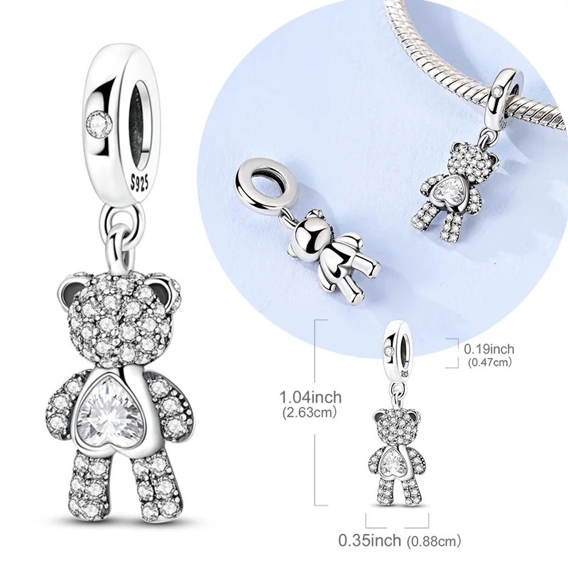Original 925 Sterling Silver Bead Charm Fully Paved Zircon Bear Pendant Fit Original Bracelet Bangle For Women DIY Jewelry Gift
Original 925 Sterling Silver Bead Charm Fully Paved Zircon Bear Pendant Fit Original Bracelet Bangle For Women DIY Jewelry Gift