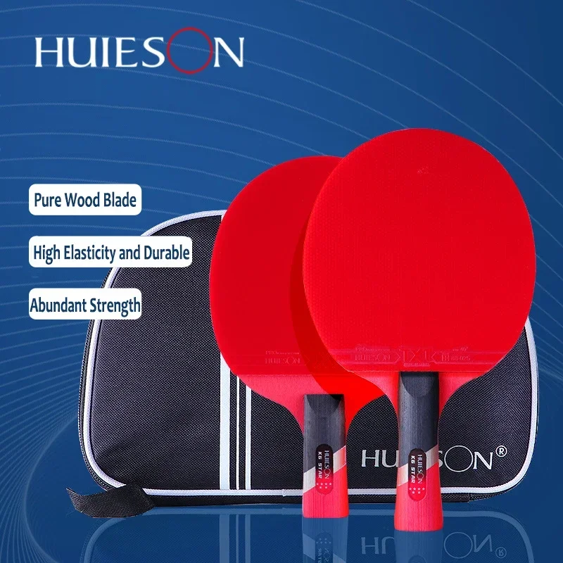 Huieson K6 6-Star Table Tennis Racket 7 Plys Pure Wood Blade Ping Pong Paddle with Double Pips-in Rubber for Beginner Training
Huieson K6 6-Star Table Tennis Racket 7 Plys Pure Wood Blade Ping Pong Paddle with Double Pips-in Rubber for Beginner Training
