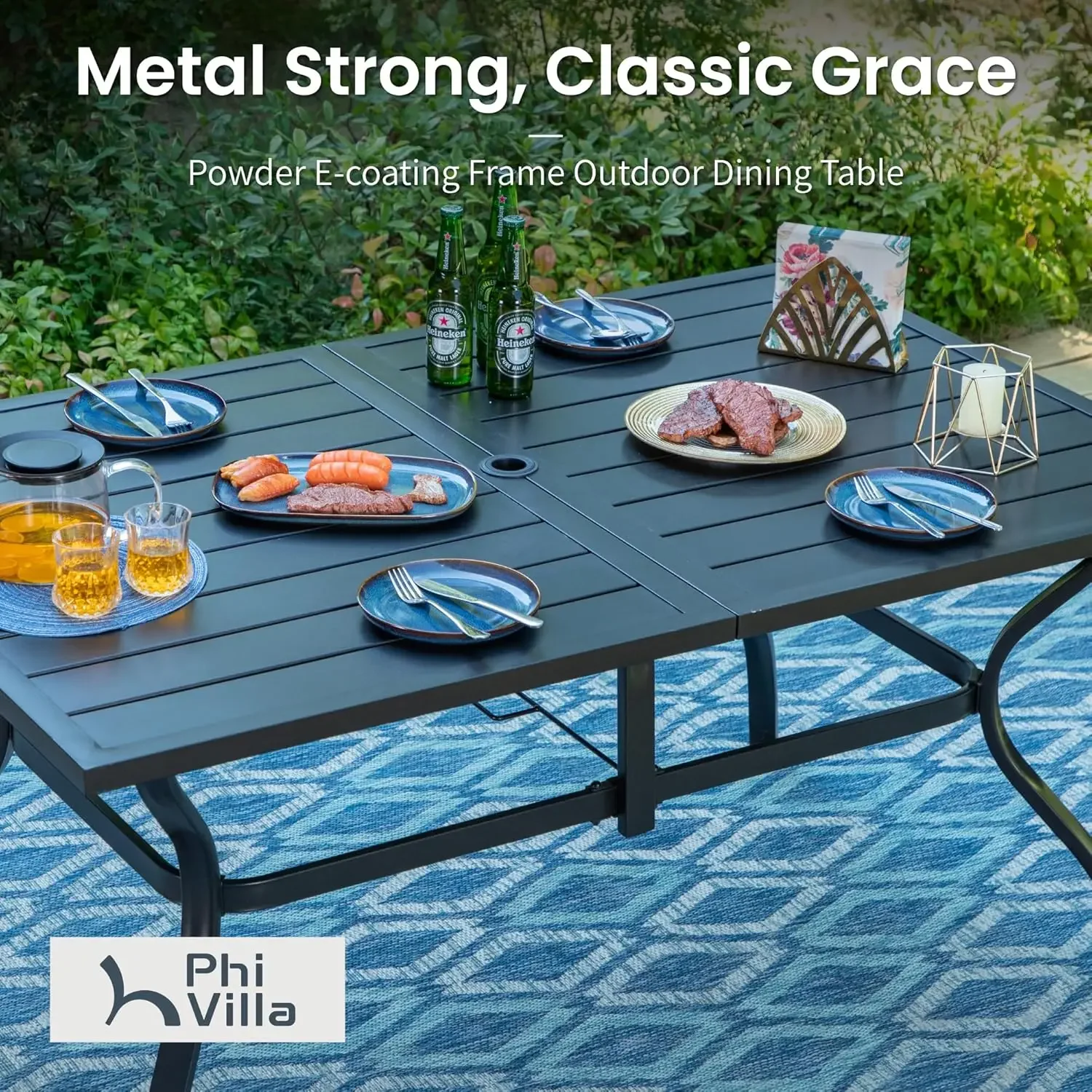 7-Piece Metal Patio Outdoor Table and Chairs Outdoor Dining Set - 60" Patio Table with Umbrella Hole
7-Piece Metal Patio Outdoor Table and Chairs Outdoor Dining Set - 60" Patio Table with Umbrella Hole