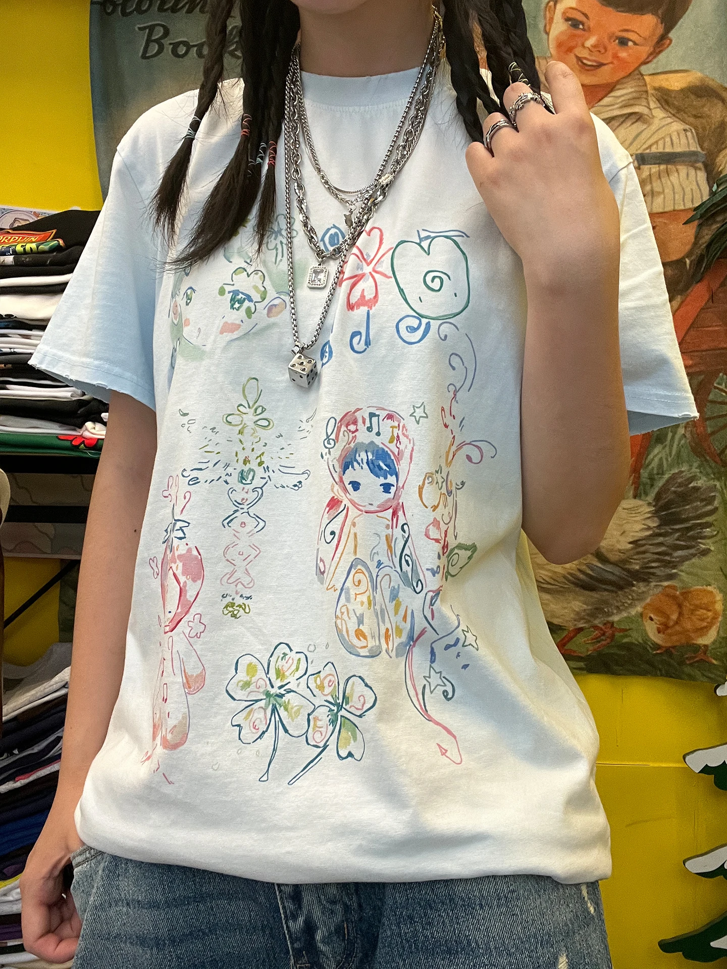 Wang Studio Vintage Short Sleeve T-Shirt Unique Design Sweet And Spicy Style Abandoned Fashion Share from Heart
Wang Studio Vintage Short Sleeve T-Shirt Unique Design Sweet And Spicy Style Abandoned Fashion Share from Heart