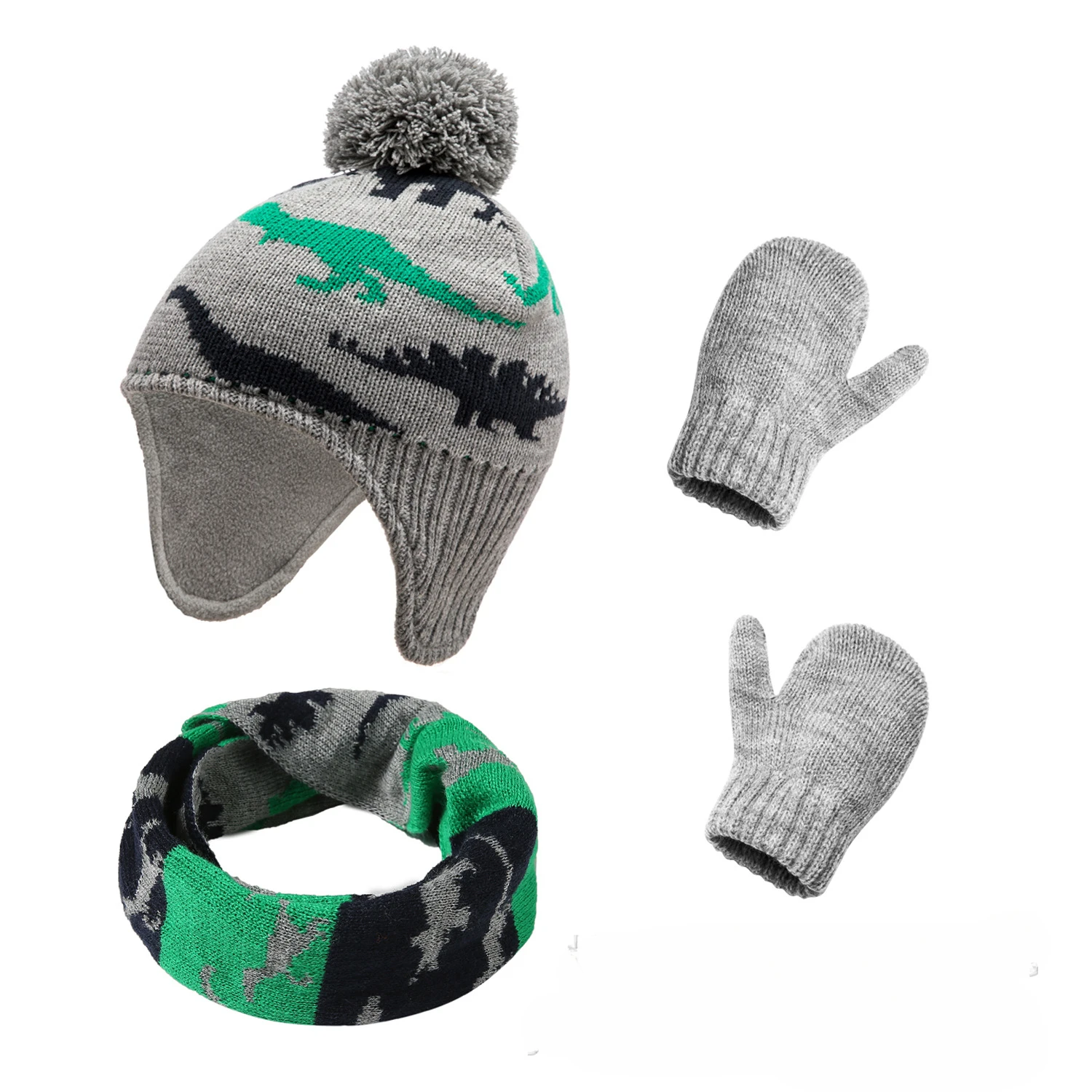 Popular Autumn and Winter Cartoon Cute Dinosaur Hat Bag Cover Children's Knitted Hat Gloves Scarf 3-piece Set
Popular Autumn and Winter Cartoon Cute Dinosaur Hat Bag Cover Children's Knitted Hat Gloves Scarf 3-piece Set