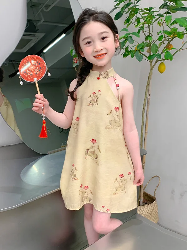 Girls Dress Traditional Chinese Hanfu Style Summer New Arrival Children's Retro Neck Hanging Qipao Skirt
Girls Dress Traditional Chinese Hanfu Style Summer New Arrival Children's Retro Neck Hanging Qipao Skirt