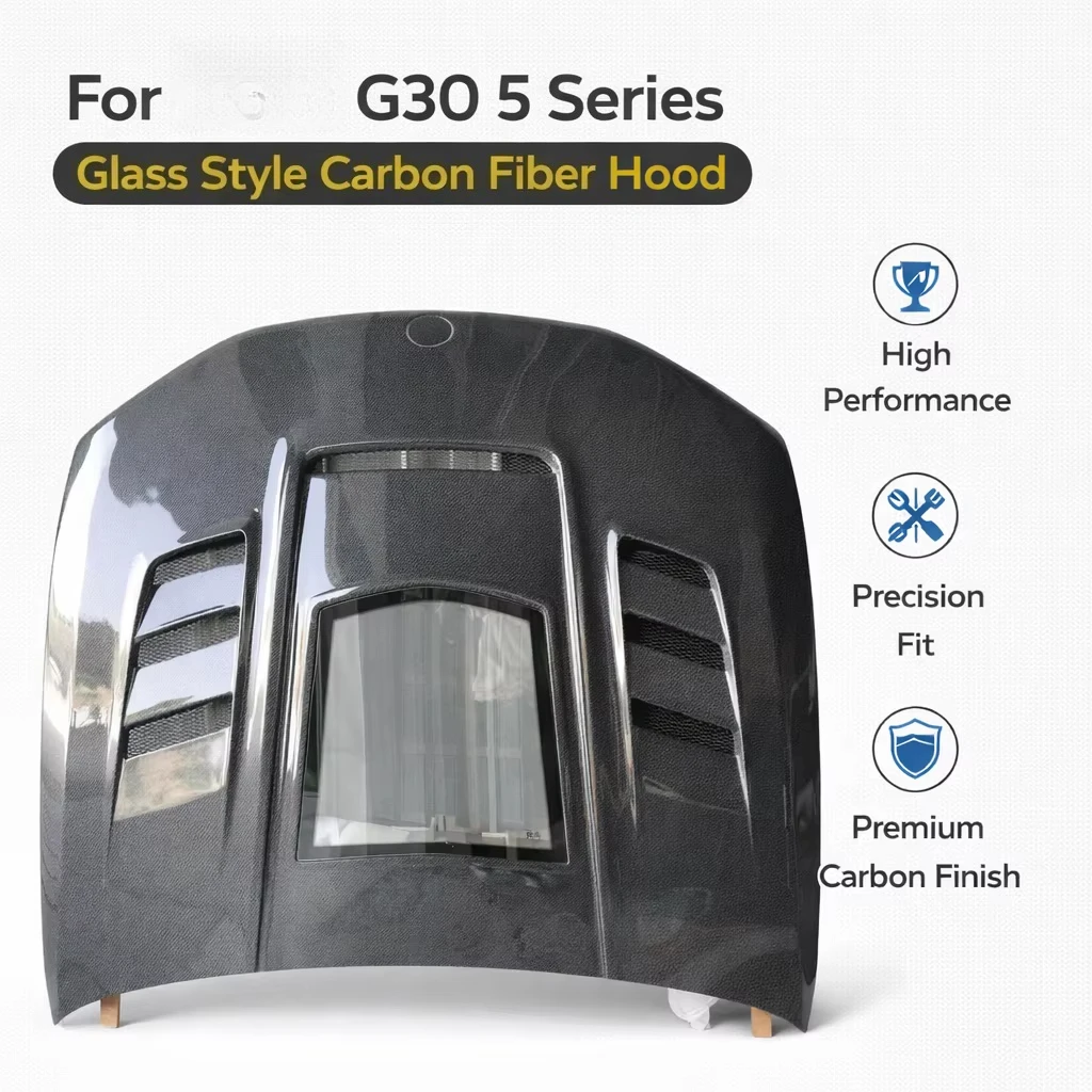 Carbon Fiber Hood for G30 5 Series 2017-2023 | Transparent Glass Center Front Bonnet Replacement | OEM-Style Fit
Carbon Fiber Hood for G30 5 Series 2017-2023 | Transparent Glass Center Front Bonnet Replacement | OEM-Style Fit