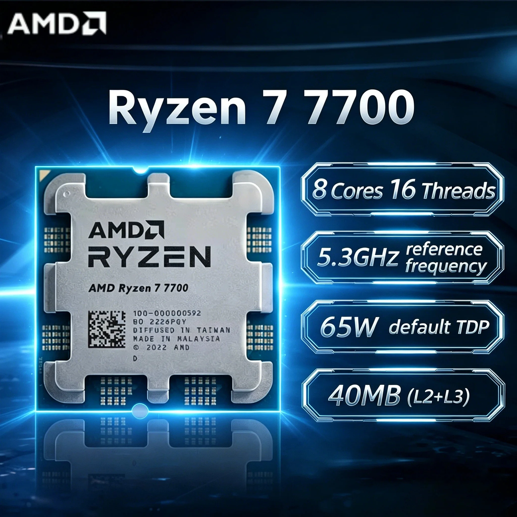 AMD Ryzen 7 7700 3.8GHz 8C 16T 5NM L3 32M DDR5 Processor 65W Socket AM5 R7 7700 New Ultra Fast 4K Plus
AMD Ryzen 7 7700 3.8GHz 8C 16T 5NM L3 32M DDR5 Processor 65W Socket AM5 R7 7700 New Ultra Fast 4K Plus