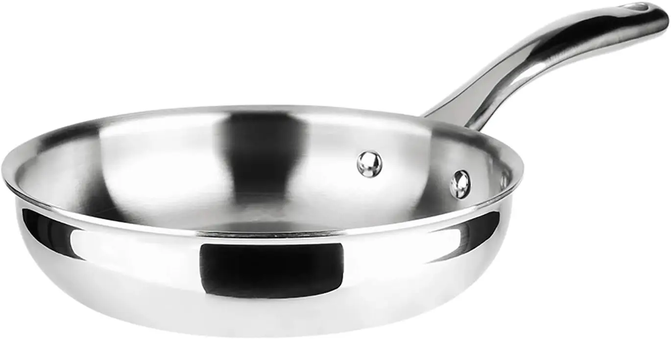 Tri-Ply Stainless Steel Stir-Fry Pan 8 Inch Induction Cookware with Aluminum Core
Tri-Ply Stainless Steel Stir-Fry Pan 8 Inch Induction Cookware with Aluminum Core