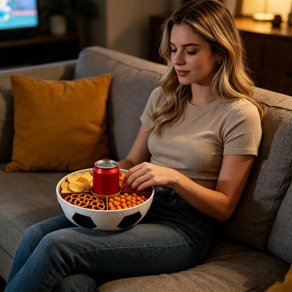 Safe Snack Bowl Football Snack Bowl with 5 Compartments Capacity Food Tray Cup Holder Organizer for Soccer Party Game Day Fruits
Safe Snack Bowl Football Snack Bowl with 5 Compartments Capacity Food Tray Cup Holder Organizer for Soccer Party Game Day Fruits