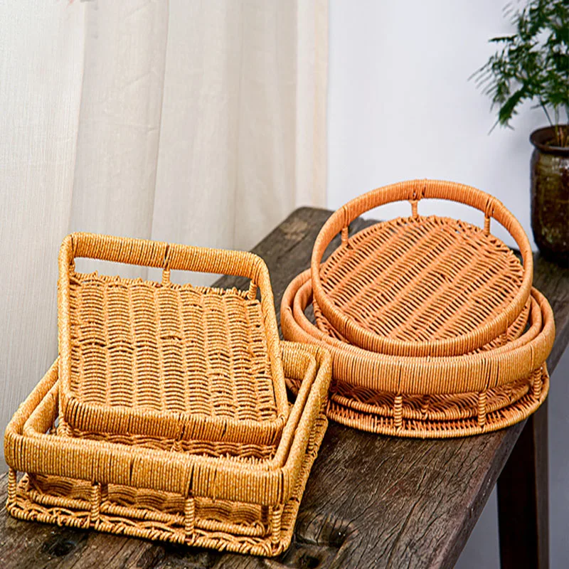 Hollow Handle Imitation Rattan Woven Storage Baskets Fruit Tray Kitchen Home Storage Woven Basket for Bread Snacks Picnic
Hollow Handle Imitation Rattan Woven Storage Baskets Fruit Tray Kitchen Home Storage Woven Basket for Bread Snacks Picnic