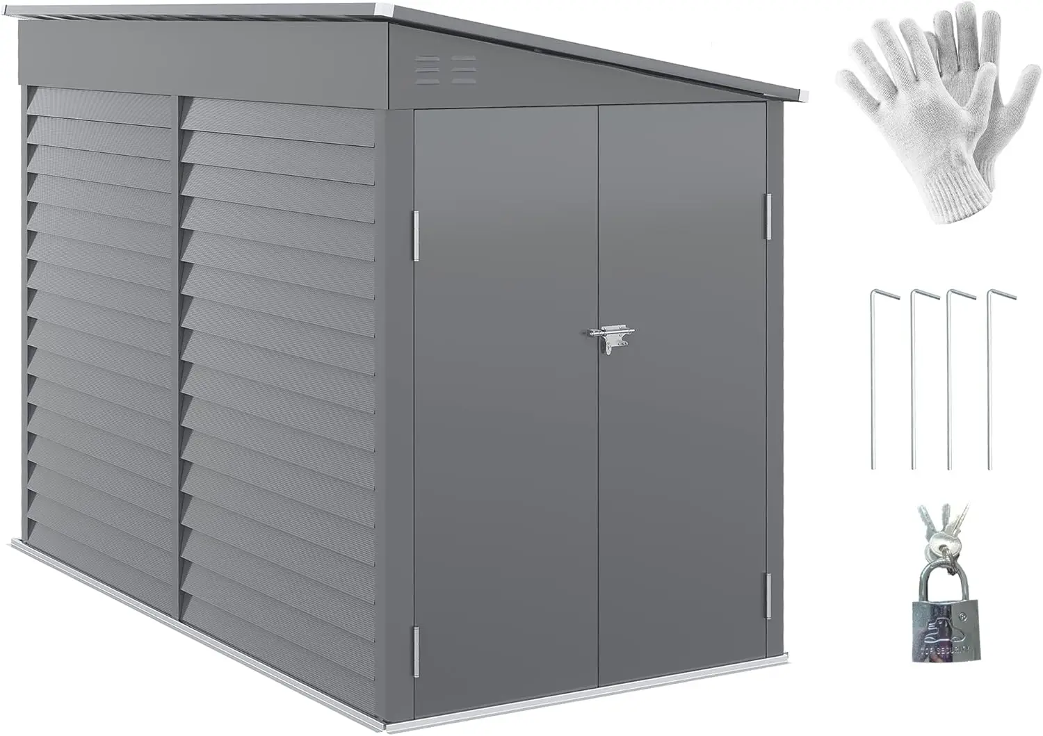 4.6' x 9' Steel Outdoor Storage Shed, Lean to Shed, Metal Tool House with Foundation Kit, Lockable Doors, Gloves and 2 Air Vents
4.6' x 9' Steel Outdoor Storage Shed, Lean to Shed, Metal Tool House with Foundation Kit, Lockable Doors, Gloves and 2 Air Vents