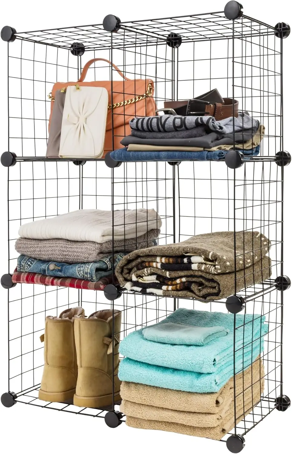 6-Cube Modular Wire Storage Organizer, Adjustable Metal Shelving for Closet & Home, Stackable Grid, 60 lb Capacity, Black
6-Cube Modular Wire Storage Organizer, Adjustable Metal Shelving for Closet & Home, Stackable Grid, 60 lb Capacity, Black