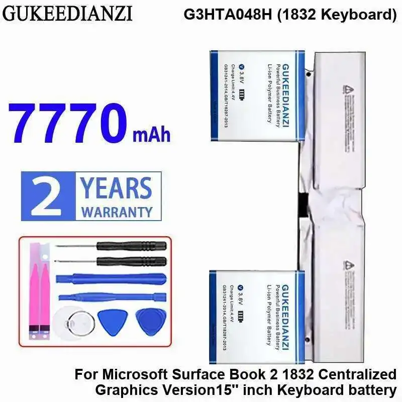 Tablet Battery 7770Mah For Microsoft Surface Book 2 1832 Centralized Graphics Version15'' Inch Keyboard G3HTA048H
Tablet Battery 7770Mah For Microsoft Surface Book 2 1832 Centralized Graphics Version15'' Inch Keyboard G3HTA048H
