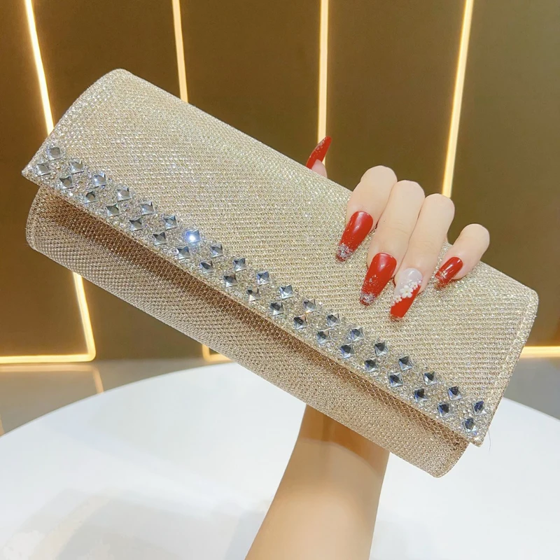 New Shiny Diamond Embellished Women's Clutch Bag Luxury Sequins Evening Baguette Bag Glitter Banquet Dinner Wedding Party Bags 
New Shiny Diamond Embellished Women's Clutch Bag Luxury Sequins Evening Baguette Bag Glitter Banquet Dinner Wedding Party Bags