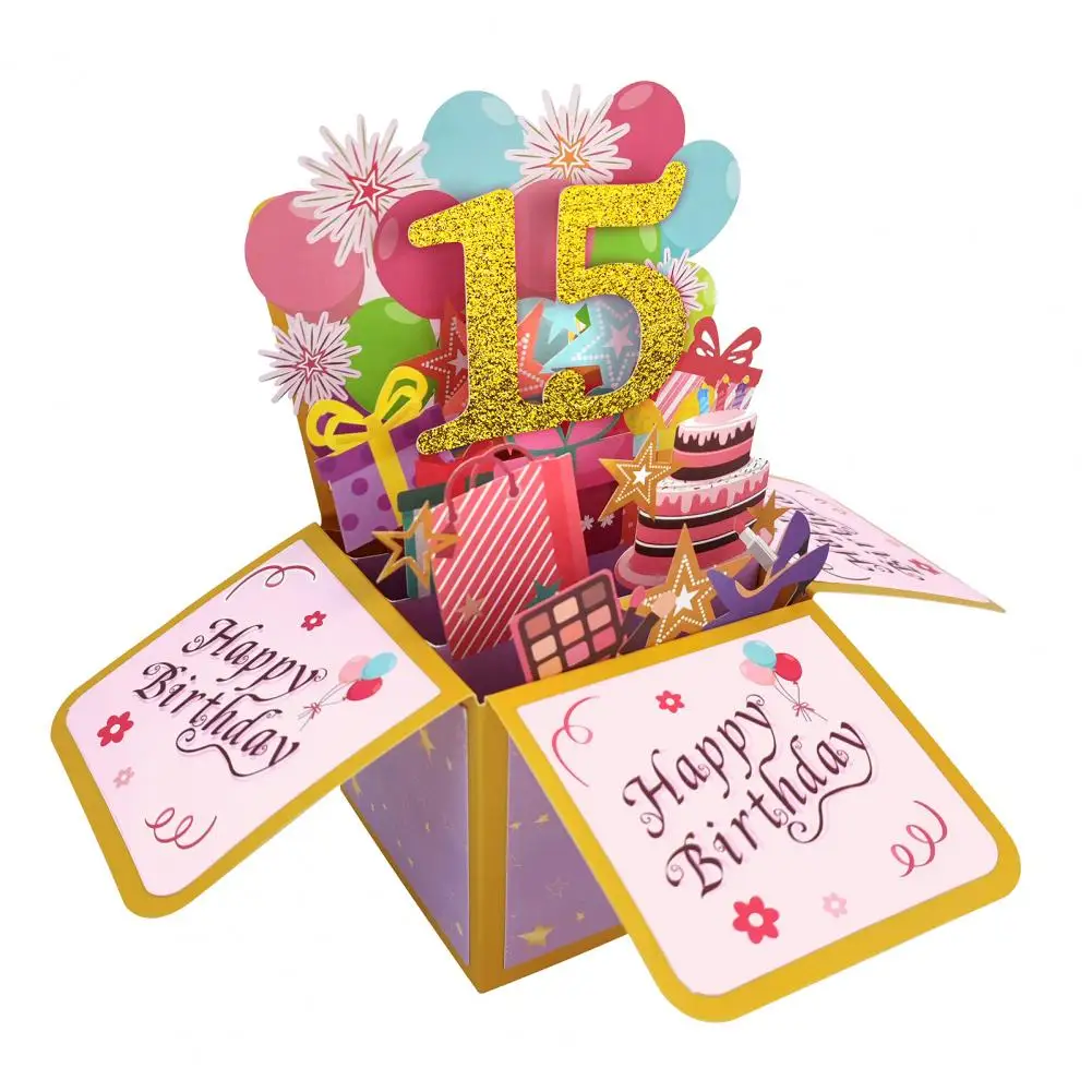 Happy Birthday Greeting Card with Envelope 3D Gift Box 65th/55th 12/15 Years Old Birthday Wishes Message Card Party Gift
Happy Birthday Greeting Card with Envelope 3D Gift Box 65th/55th 12/15 Years Old Birthday Wishes Message Card Party Gift