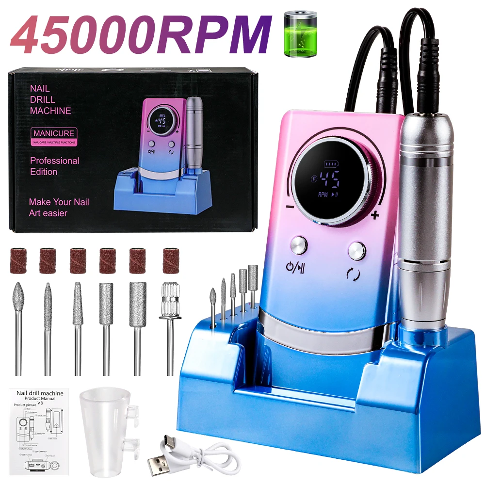 45000RPM Professional Nail File Rechargeable Electric Nail Drill Machine Low Noise Nail Sander File For Manicure Salon Tool
45000RPM Professional Nail File Rechargeable Electric Nail Drill Machine Low Noise Nail Sander File For Manicure Salon Tool