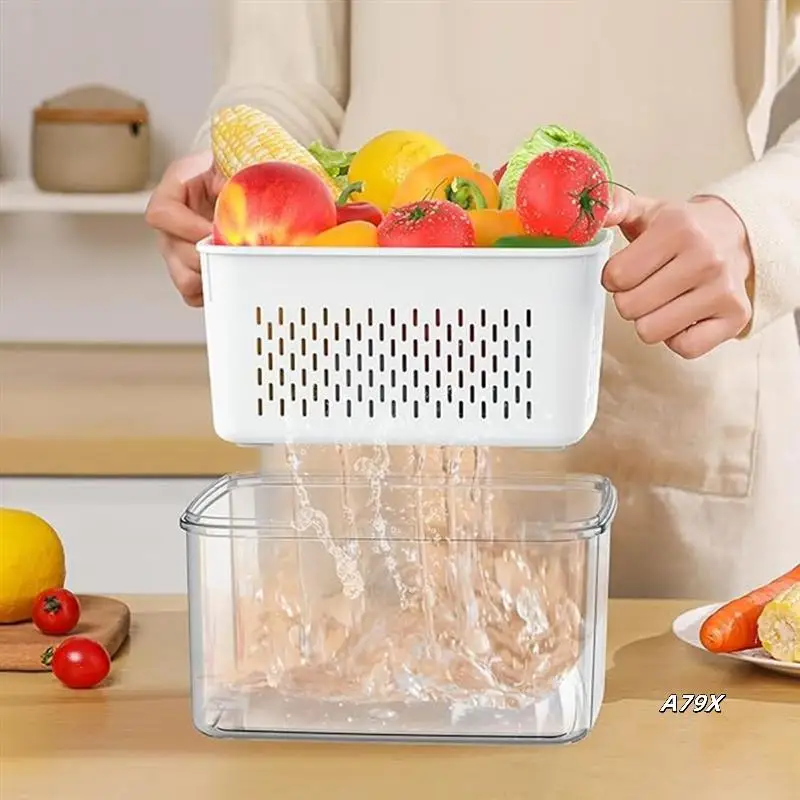 Fruit Storage Container Refrigerator Sealed Storage Box With Detachable Filter Screen Storage Box For Keeping Food Fresh
Fruit Storage Container Refrigerator Sealed Storage Box With Detachable Filter Screen Storage Box For Keeping Food Fresh