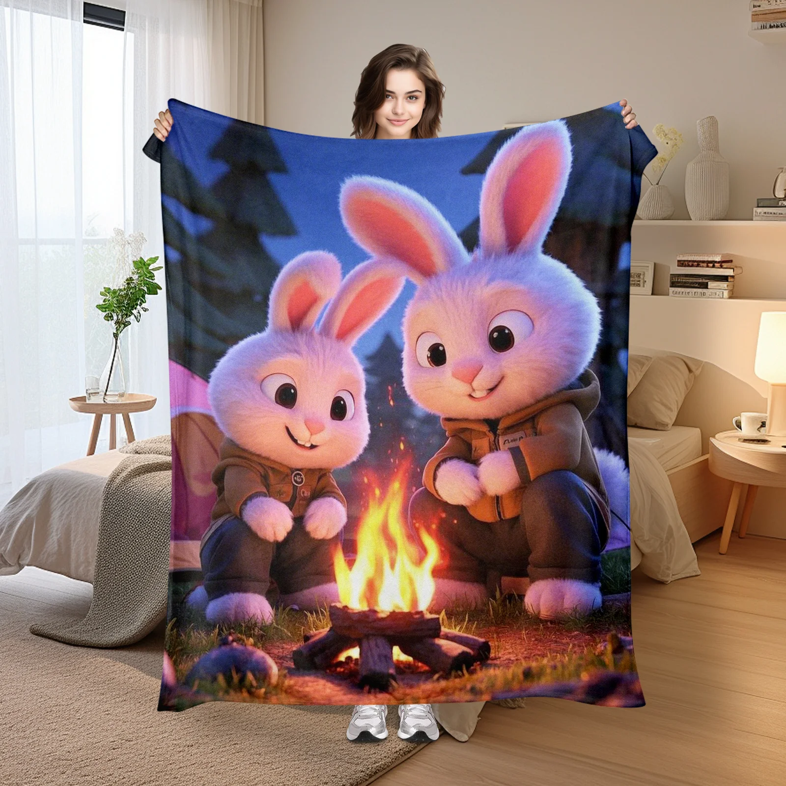 Rabbit Camping Blanket For Friends With Tent And Fire Design Ideal For Warm Nights And Memorable Outdoor Adventures Together
Rabbit Camping Blanket For Friends With Tent And Fire Design Ideal For Warm Nights And Memorable Outdoor Adventures Together