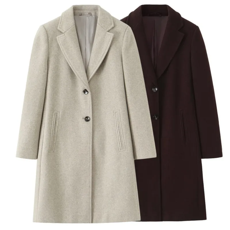 Women Fashion Burgundy Woolen Coat Single Breasted Long Sleeve Lapel Blends Jacket Autumn Winter High Street Outerwear
Women Fashion Burgundy Woolen Coat Single Breasted Long Sleeve Lapel Blends Jacket Autumn Winter High Street Outerwear