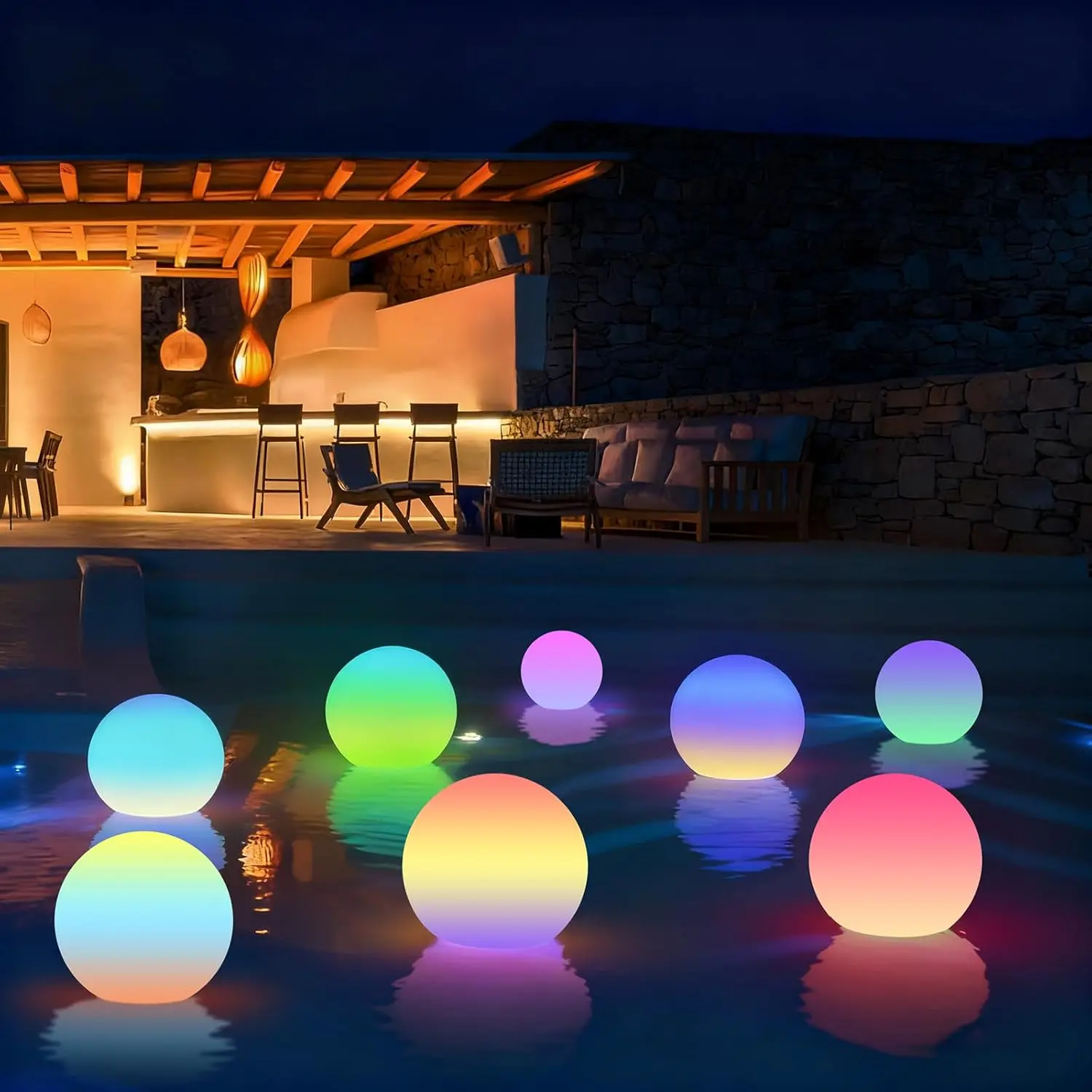 Rechargeable Floating Pool Lights, 3-Inch Color Changing LED Balls with Remote, 16 Colors, 8 Pack for Pool, Pond, Bathroom, Patio Decor
Rechargeable Floating Pool Lights, 3-Inch Color Changing LED Balls with Remote, 16 Colors, 8 Pack for Pool, Pond, Bathroom, Patio Decor