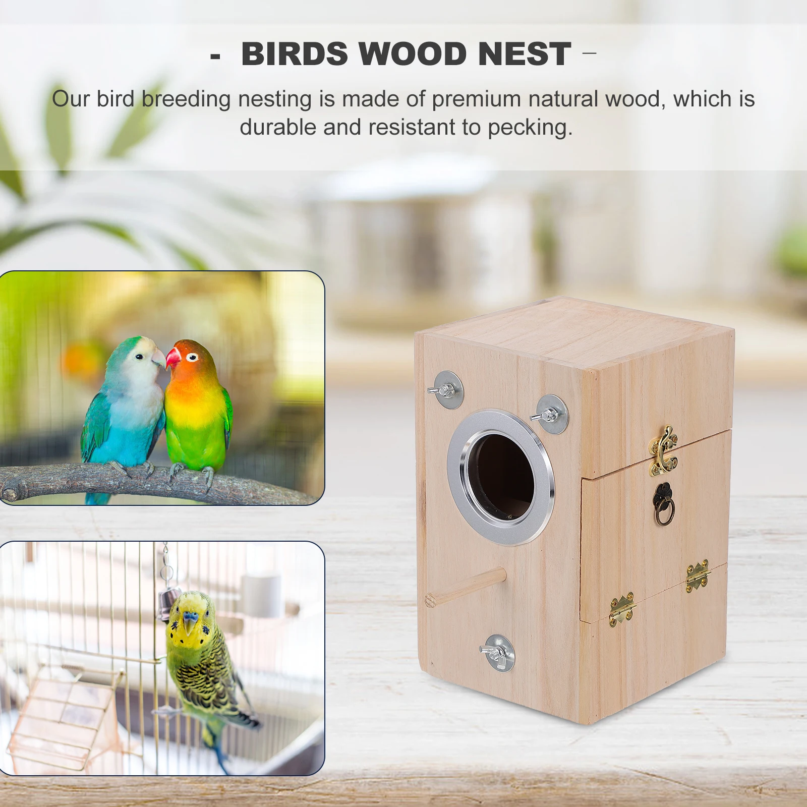 Bird Breeding Box Wooden Nest for Parrot Small Size Natural Wood Outdoor Incubator Egg Rolling Prevention Design Bird Supplies
Bird Breeding Box Wooden Nest for Parrot Small Size Natural Wood Outdoor Incubator Egg Rolling Prevention Design Bird Supplies