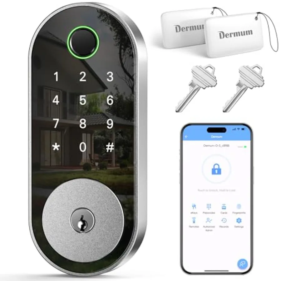 Fingerprint Smart Door Lock Keypad Deadbolt Keyless Entry with Fingerprint Code FOB App and Key Remote Access for Home Airbnb/R
Fingerprint Smart Door Lock Keypad Deadbolt Keyless Entry with Fingerprint Code FOB App and Key Remote Access for Home Airbnb/R