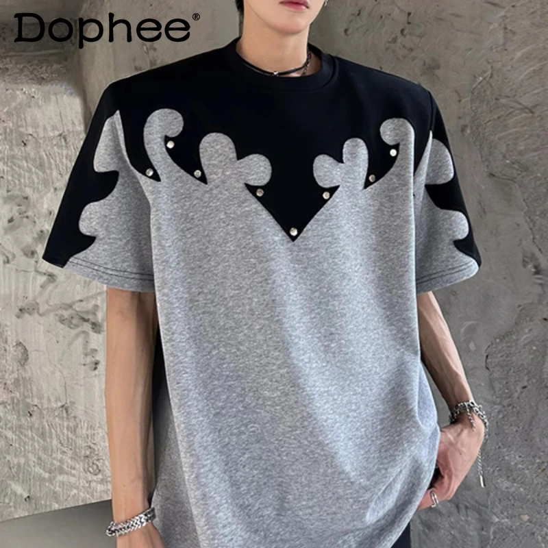 Male 2025 New Loose Tees Three-dimensional Splicing Shoulder Pad Design Handsome Tops Round Neck Metal Short Sleeve T-shirts
Male 2025 New Loose Tees Three-dimensional Splicing Shoulder Pad Design Handsome Tops Round Neck Metal Short Sleeve T-shirts