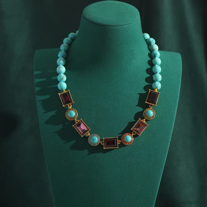 Vintage Blue Beads Necklace Woman African Wedding Natural Stone Gold Color Accessories Luxury Designer High Quality Jewelry 2025
Vintage Blue Beads Necklace Woman African Wedding Natural Stone Gold Color Accessories Luxury Designer High Quality Jewelry 2025