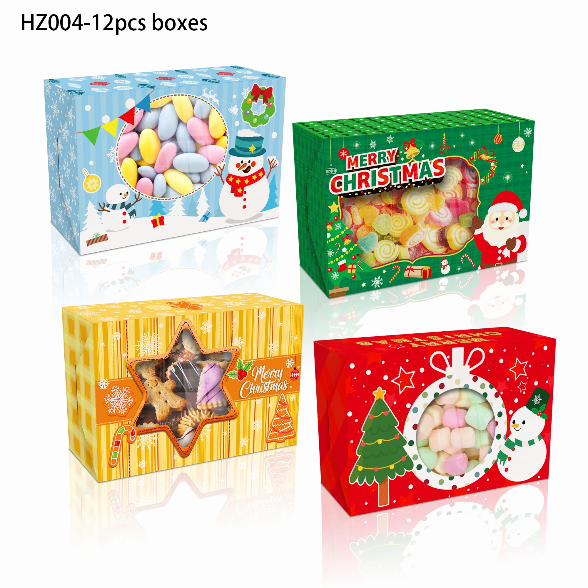 HZ004 12Pcs Happy Christmas Party Paper Boxes With Transparent Window Gifts Packaging Box Banquet Party Favors Package Pouch
HZ004 12Pcs Happy Christmas Party Paper Boxes With Transparent Window Gifts Packaging Box Banquet Party Favors Package Pouch