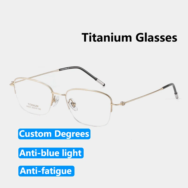 Titanium Frames Prescription Glasses for Men - Customize Any Degree Photochromic Sunglasses, Blue Light Filter & Half-Frame
Titanium Frames Prescription Glasses for Men - Customize Any Degree Photochromic Sunglasses, Blue Light Filter & Half-Frame