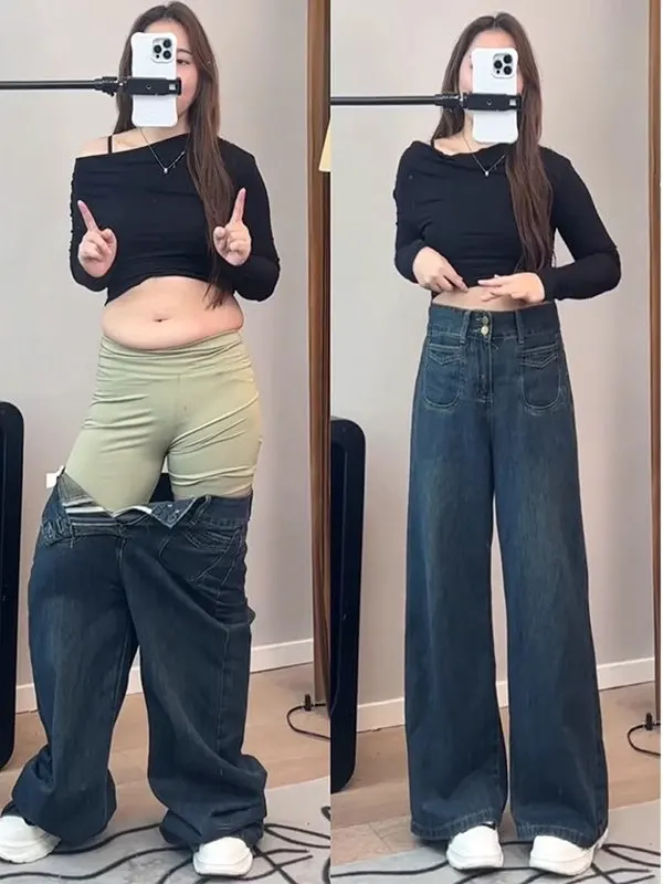 plus Size Women's Vintage Blue Wide Leg Jeans Loose Fit Casual High Waist Denim Pants Floor Length Trousers for Autumn Winter
plus Size Women's Vintage Blue Wide Leg Jeans Loose Fit Casual High Waist Denim Pants Floor Length Trousers for Autumn Winter