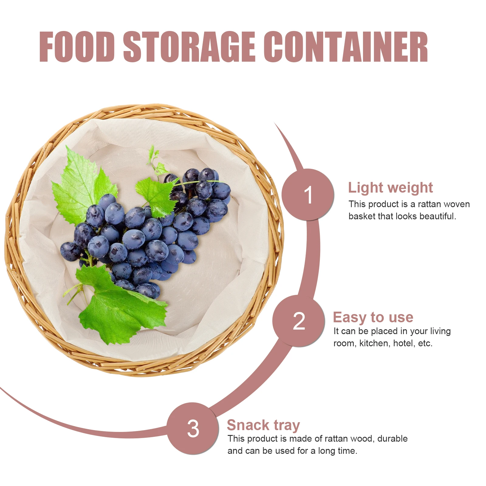 Wicker Bread Basket Round Snack Fruit Storage Container Portable Kitchen Table Tray Household Rattan Organizer
Wicker Bread Basket Round Snack Fruit Storage Container Portable Kitchen Table Tray Household Rattan Organizer