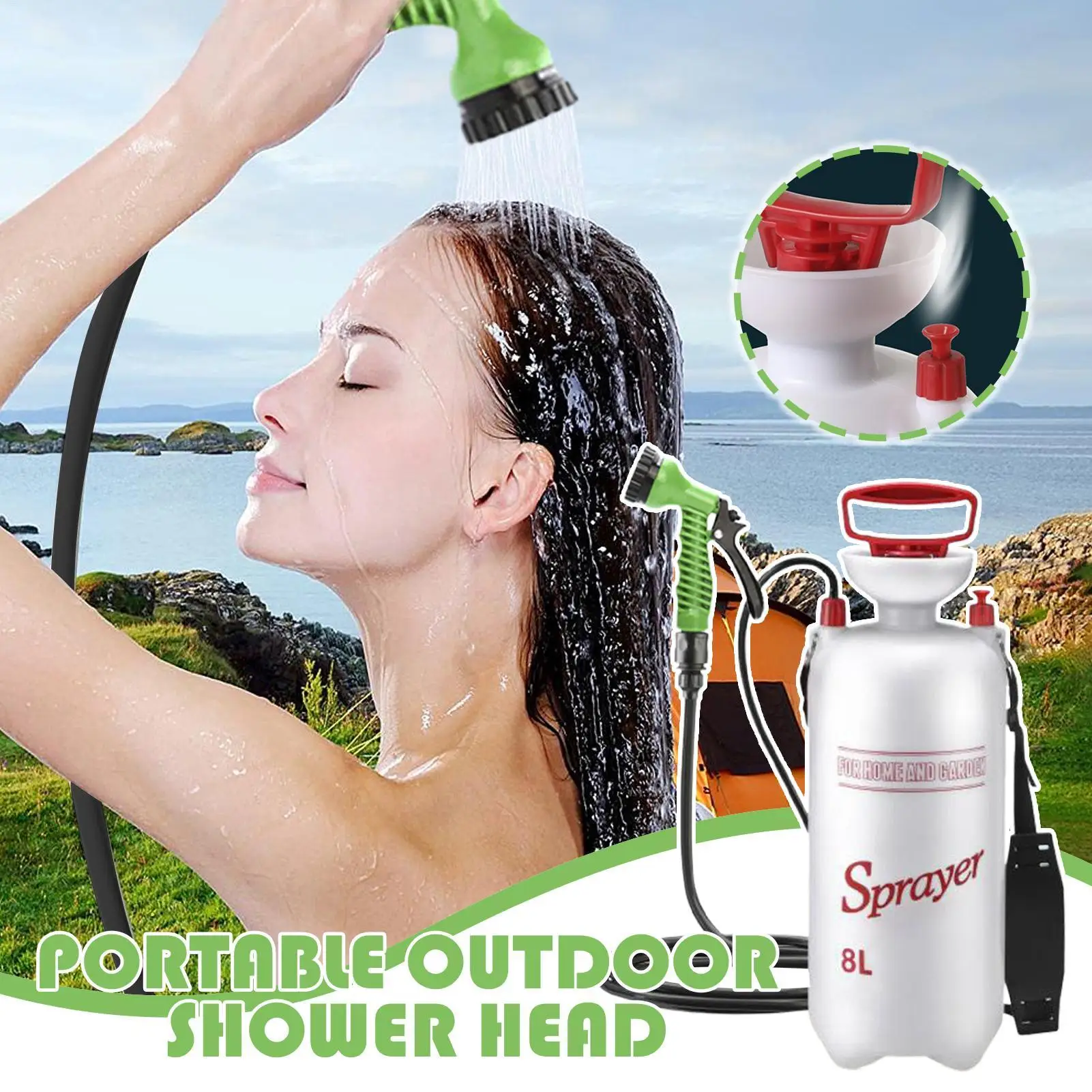 Душ для улицы, насос для душа для кемпинга, 8 л, смеситель для купания, многофункциональный распылитель для кемпинга, туризма, пешего туризма, больницы, отеля 
Душ для улицы, насос для душа для кемпинга, 8 л, смеситель для купания, многофункциональный распылитель для кемпинга, туризма, пешего туризма, больницы, отеля