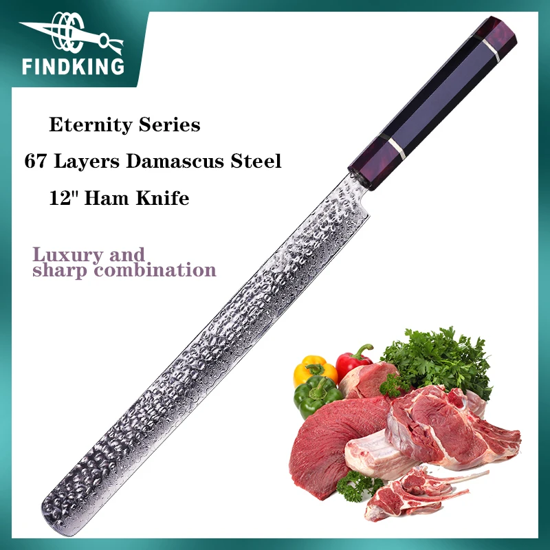 FINDKING 12 inch Meat Ham Knife Slicing Knife Eternity Series Damascus Steel Resin Handle Professional Kitchen Chef Knives
FINDKING 12 inch Meat Ham Knife Slicing Knife Eternity Series Damascus Steel Resin Handle Professional Kitchen Chef Knives