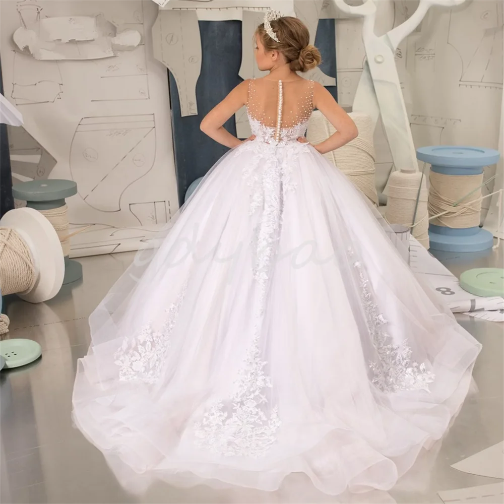 Elegant Puffy Tulle Flower Girl Dresses With Bows For Wedding Princess Ball Gown Lace Appliques First Communion Gowns Customized
Elegant Puffy Tulle Flower Girl Dresses With Bows For Wedding Princess Ball Gown Lace Appliques First Communion Gowns Customized