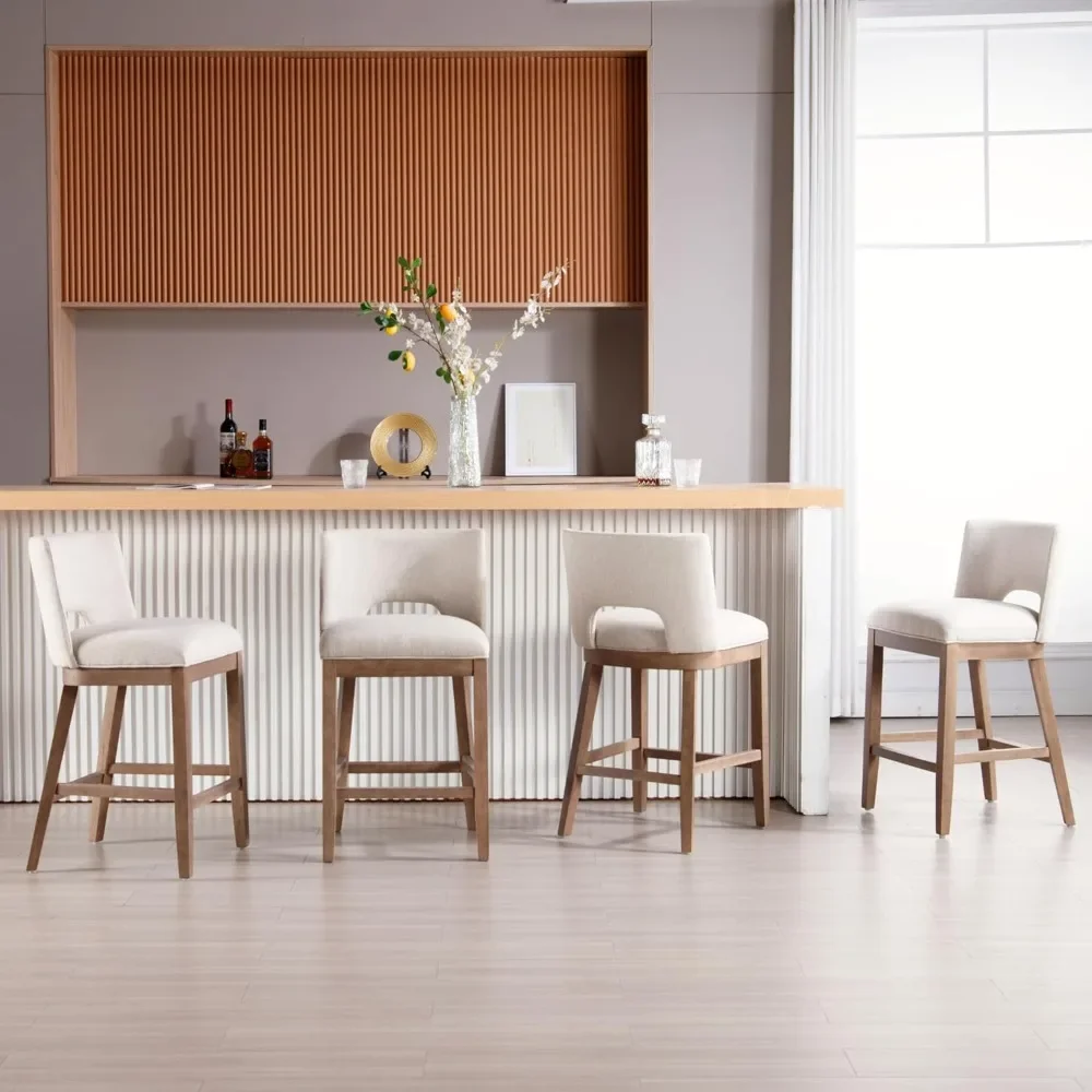 Farmhouse Bar Stools Set of 4, 26" Counter Height Barstools,Linen Upholstered Barstools withOpen Back for Kitchen Island/Breakfa
Farmhouse Bar Stools Set of 4, 26" Counter Height Barstools,Linen Upholstered Barstools withOpen Back for Kitchen Island/Breakfa
