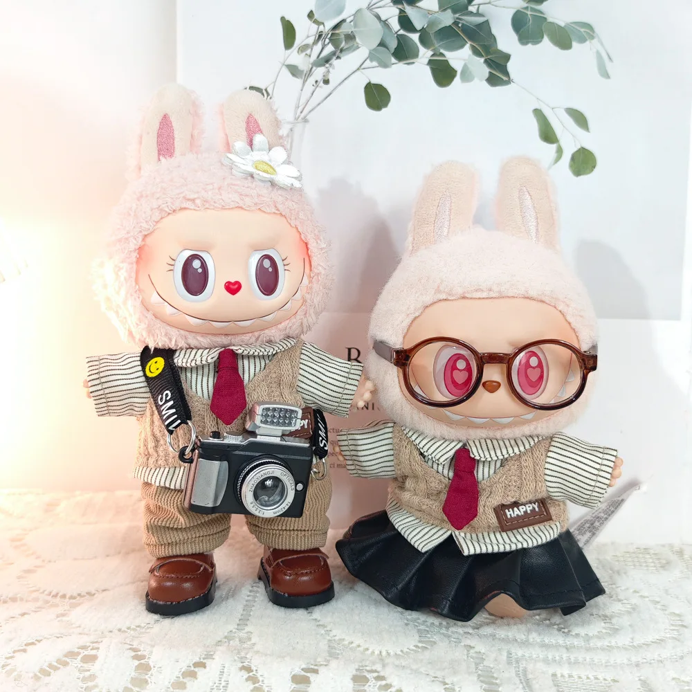 17cm Cute Mini Plush Doll Clothing Labubu Doll Clothing Academy Clothes Fake 2-piece Shirt Sweet Cool Style Leather Skirt Set
17cm Cute Mini Plush Doll Clothing Labubu Doll Clothing Academy Clothes Fake 2-piece Shirt Sweet Cool Style Leather Skirt Set