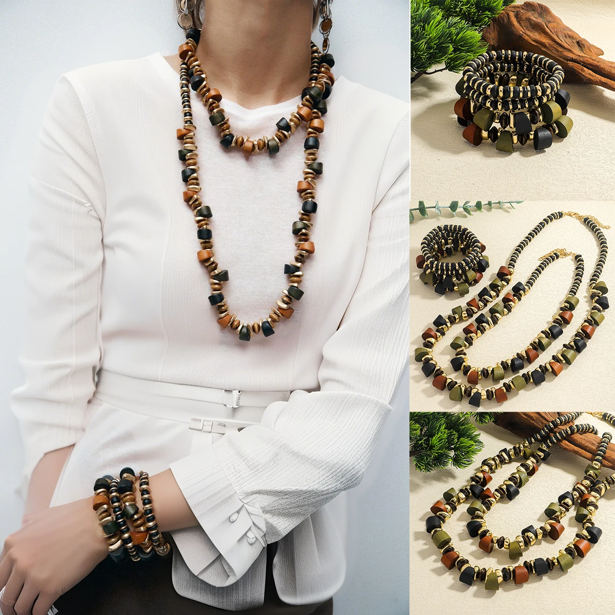 2025 New ZAA Wooden Piece Necklaces Bracelets Set for Women Retro fashion Accessories Fashion Jewellery Suitable for Gatherings
2025 New ZAA Wooden Piece Necklaces Bracelets Set for Women Retro fashion Accessories Fashion Jewellery Suitable for Gatherings