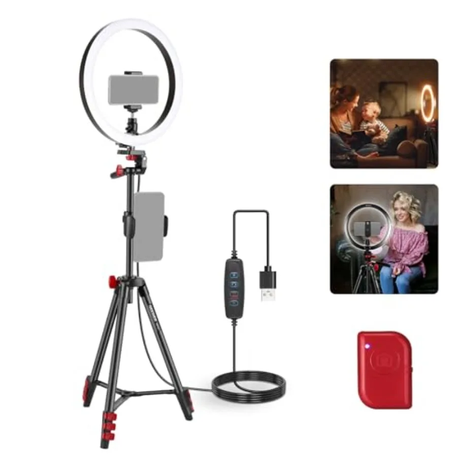 Basics 10" Selfie Ring Light with Tripod Stand/2 Phone Holders Compatible with iPhone/QR Plate, Dimmable LED Ringlight Lighting
Basics 10" Selfie Ring Light with Tripod Stand/2 Phone Holders Compatible with iPhone/QR Plate, Dimmable LED Ringlight Lighting