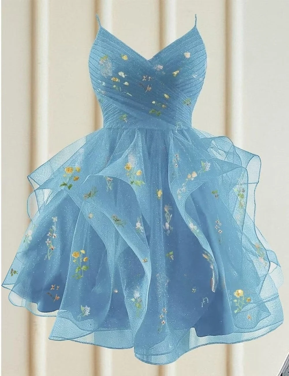 Flower Embroidery Tiered Homecoming Dresses Short Sparkly Prom Dress Spaghetti Strap V Neck Glitter Tulle Gowns Cocktail Dresses
Flower Embroidery Tiered Homecoming Dresses Short Sparkly Prom Dress Spaghetti Strap V Neck Glitter Tulle Gowns Cocktail Dresses