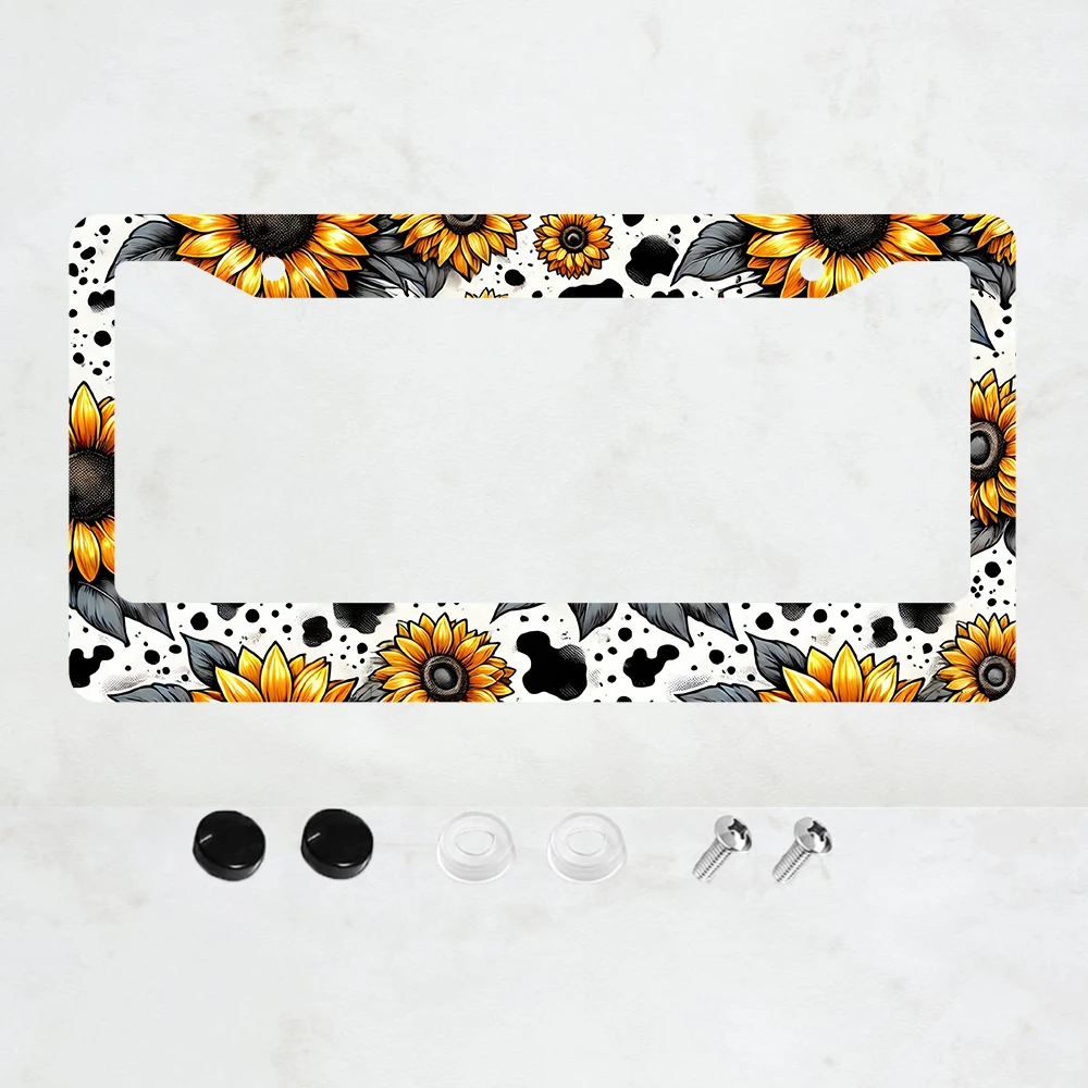 1 шт. Декоративная рамка для номерного знака с коровьим принтом и подсолнухами, милый алюминиевый держатель для номерного знака, автомобильные аксессуары с винтами
1 шт. Декоративная рамка для номерного знака с коровьим принтом и подсолнухами, милый алюминиевый держатель для номерного знака, автомобильные аксессуары с винтами