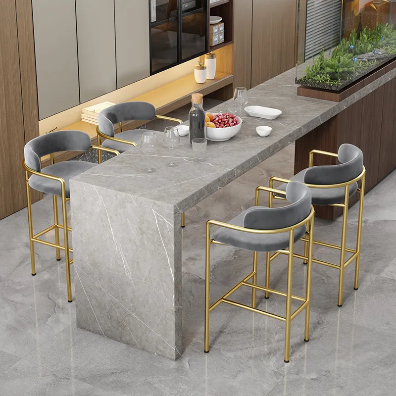 Modern Design Gray Bar Stools With Gold Legs Minimalist Kitchen Bar Stool Nordic Arm Rest Taburetes Altos De Cocina Furniture
Modern Design Gray Bar Stools With Gold Legs Minimalist Kitchen Bar Stool Nordic Arm Rest Taburetes Altos De Cocina Furniture