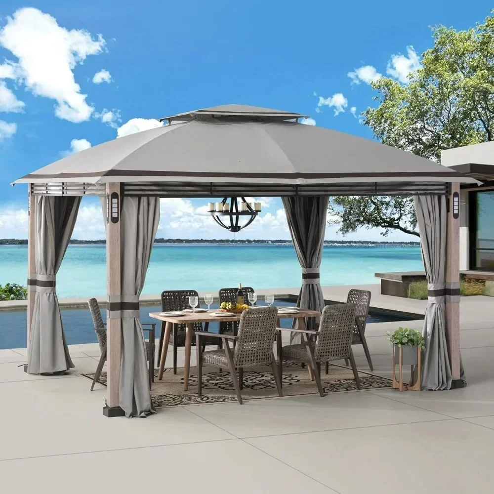 11 x 13 ft. Soft Top Gazebo Outdoor Patio Powder-Coated Steel Frame 2-Tier Soft top Gazebos with LED Lighting, Gray
11 x 13 ft. Soft Top Gazebo Outdoor Patio Powder-Coated Steel Frame 2-Tier Soft top Gazebos with LED Lighting, Gray